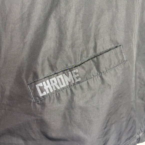 CHROME Industries Black Full Zip Stand Collar Snap Pocket Windbreaker Small - Picture 10 of 10